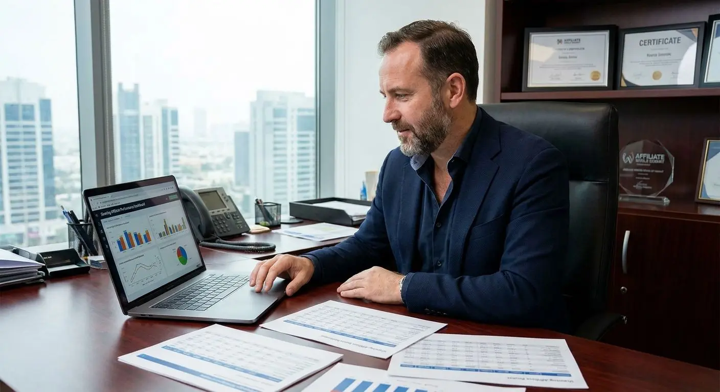 Especialista em marketing de afiliados em contexto profissional