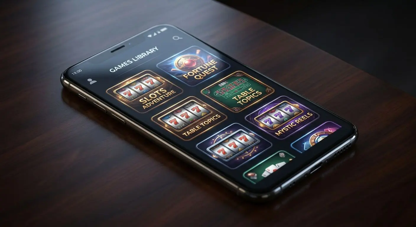 Smartphone com grelha genérica de jogos móveis no Android