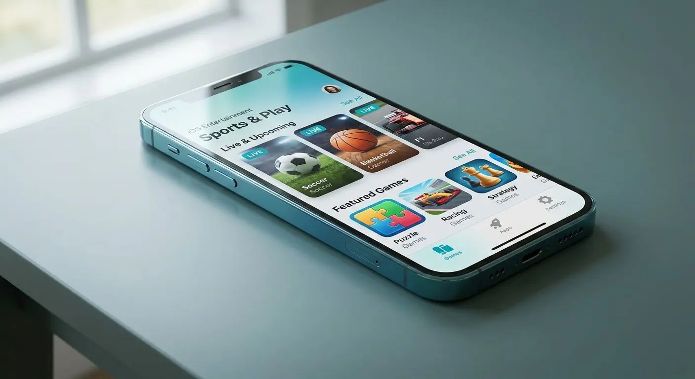 iPhone com app móvel aberta e destaque visual para App Store