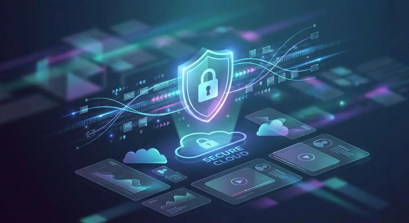 Ilustração abstrata sobre proteção de dados e privacidade digital